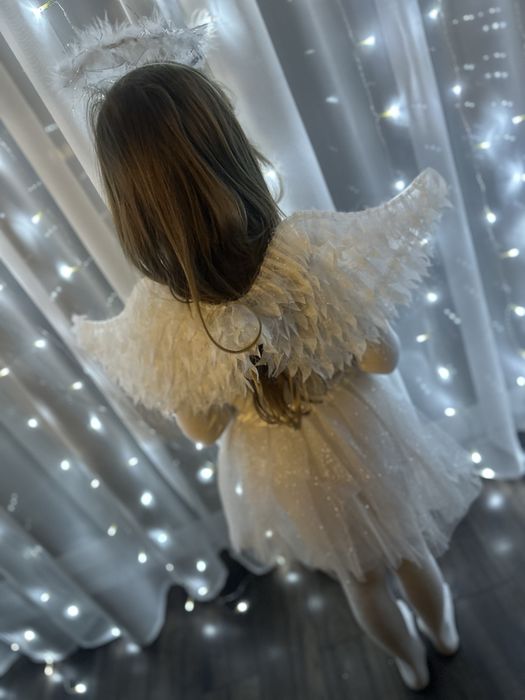 Anioł aniołek 110 cm nowy strój kostium przebranie , świecące skrzydła