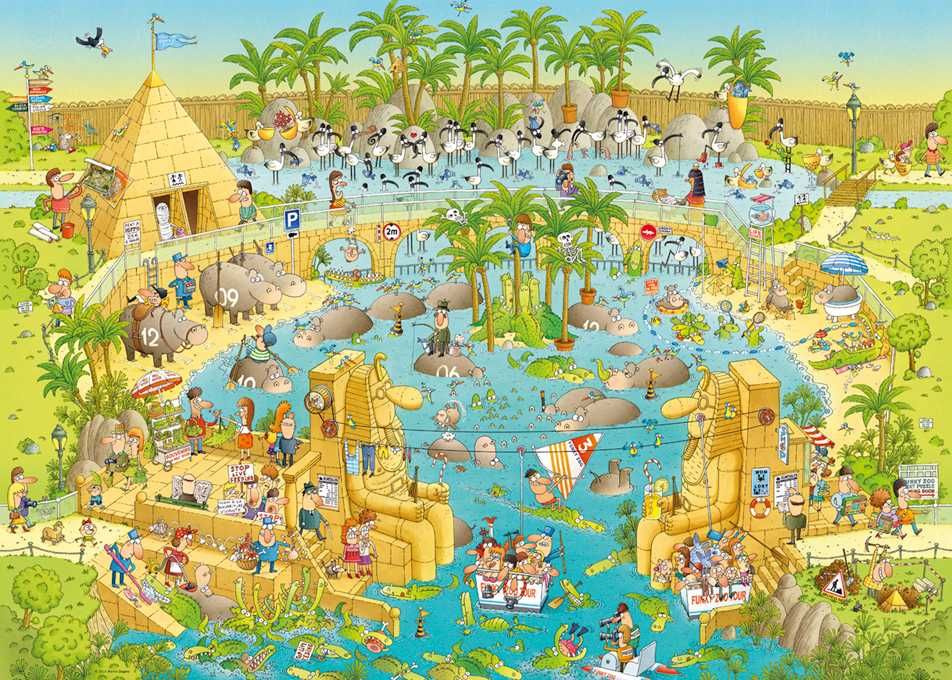 Puzzle Heye 1000 peças "Funky Zoo - Nile Habitat" Marino Degano