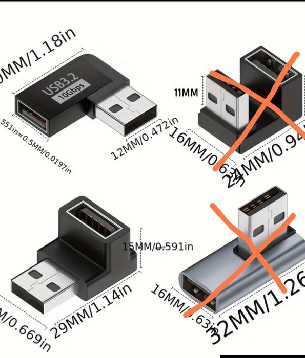 Кутовий 90*  адаптер otg USB A