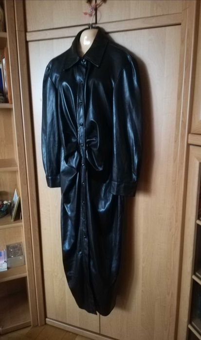 sukienka Zara Maxi XL sztuczna skóra czarna napy