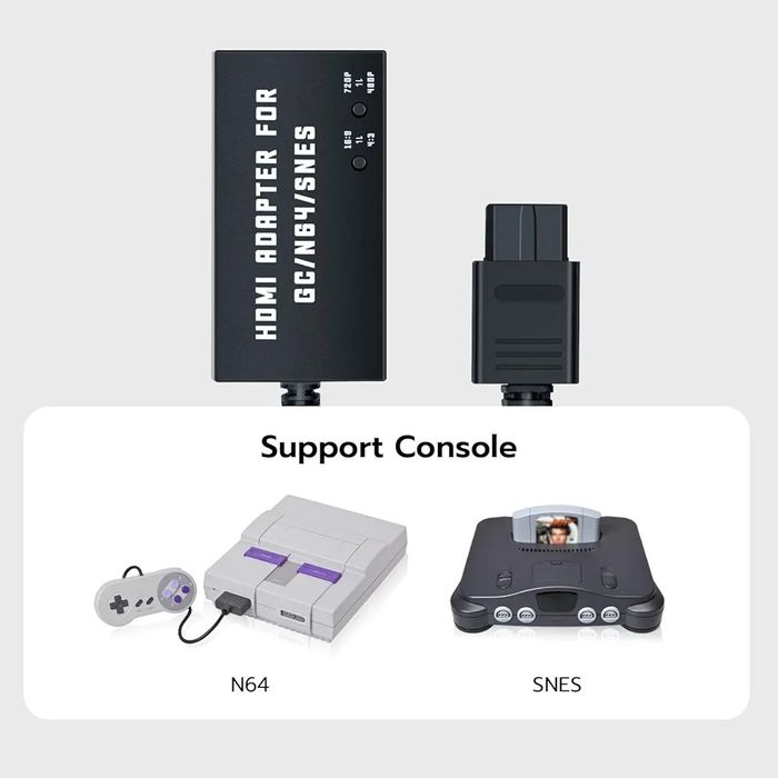 Mcbazel Konwerter N64 na HDMI dla konsoli N64/SNES. Kabel HDMI do HDTV obsługuje 480p/720p/stereo audio/współczynnik proporcji 16:9/4: