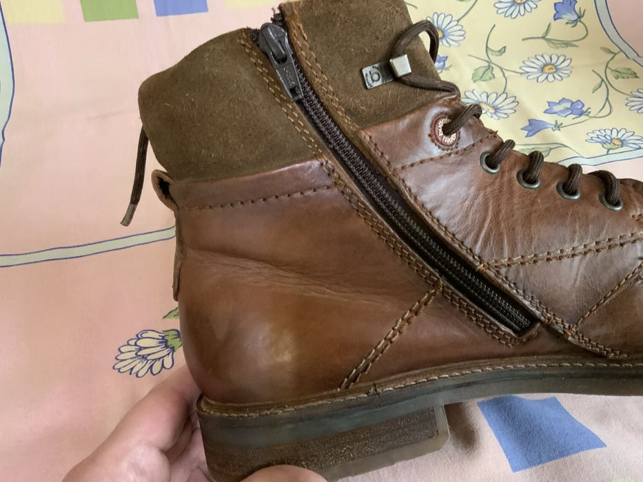 Кожаные фирменные зимние ботинки Bugatti. 45 размер, 30 см стелька