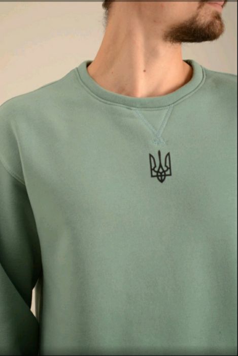 3-4XL!Большой теплый свитшот мужской реглан с трезубцем