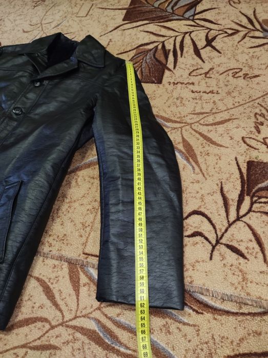 Зимняя Кожаная Куртка с Утеплителем М-ка Black
