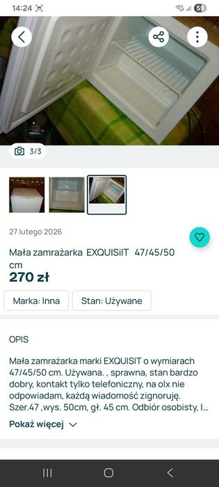Mała zamrażarka EXUISIT 45/47/50.- Typ  Hotelowy