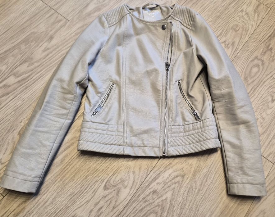 beżowa dziewczęca ramoneska; 146cm