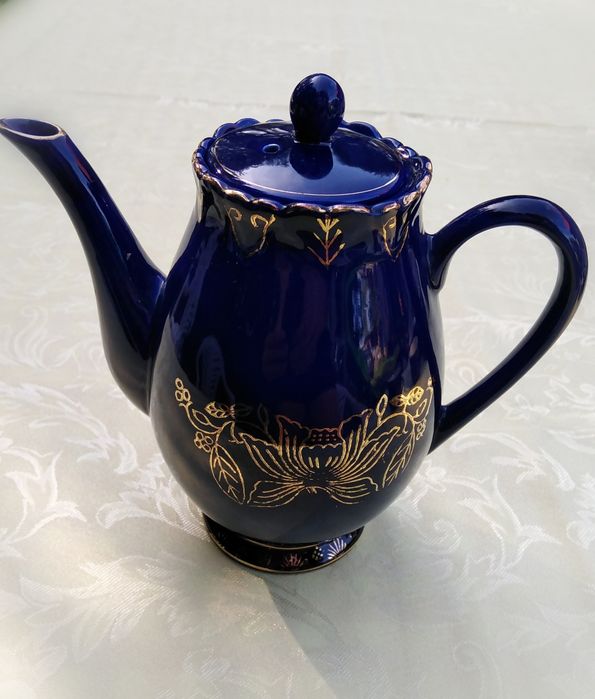 Kobaltowy serwis porcelanowy Korea d.p.r.k