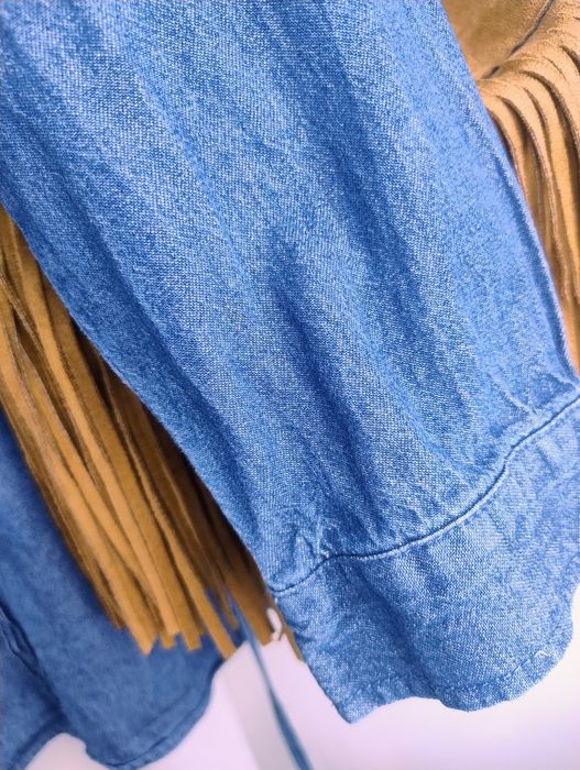 Koszula jeansowa kurtka narzutka John Baner 54 długa wiązana denim oversize plus size