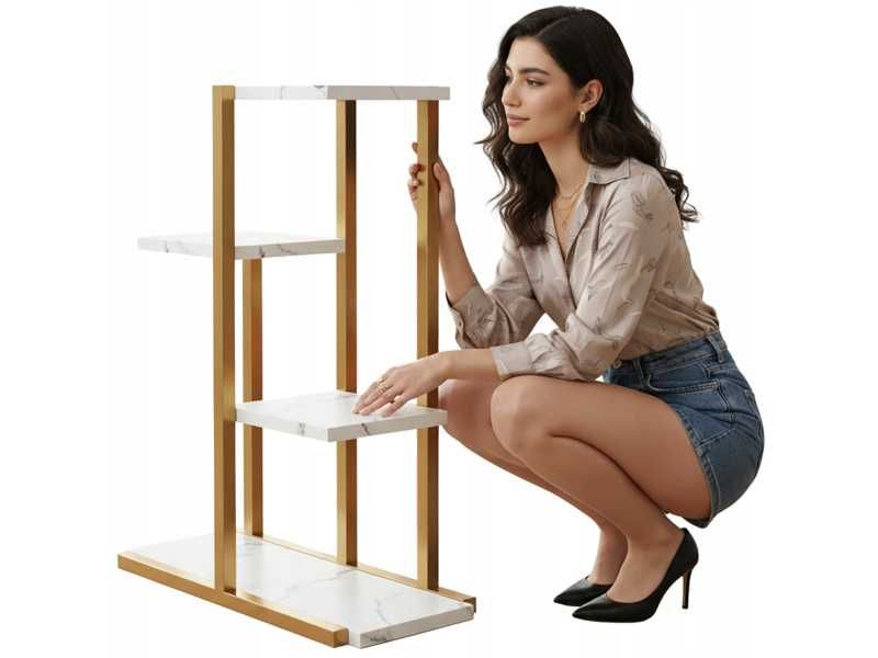 Regał Półka Kwietnik Stojący Metalowy 4 Półki Loft Stojak Na Kwiaty