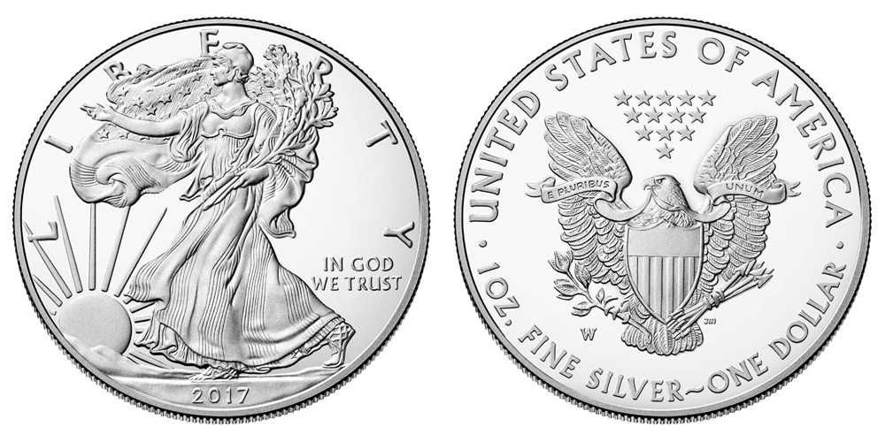 American Silver Eagle 2017 & 2018 — інвестиційні срібні монети США, 1 унція (31,1 г), 999 проба
