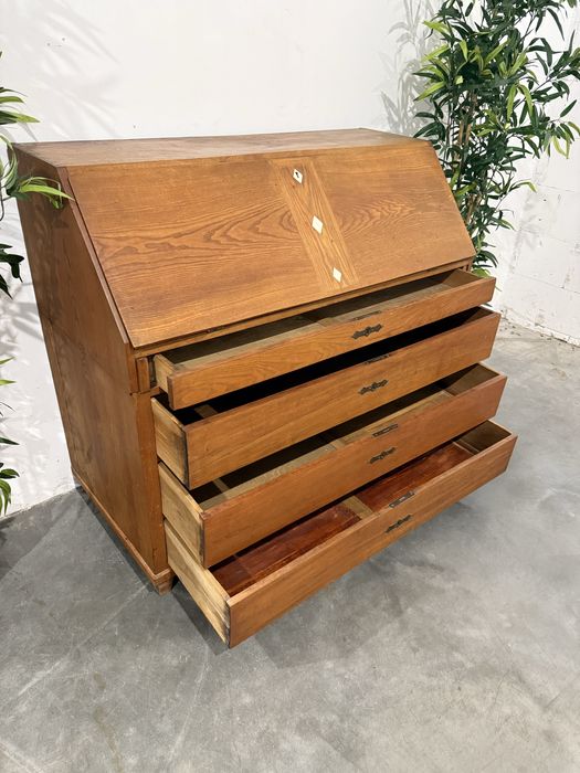 Piękny dębowy sekretarzyk komoda lite drewno po renowacji wysyłka