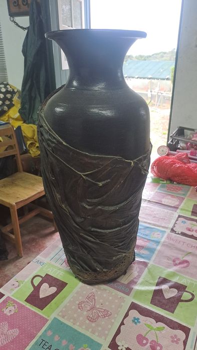 Pote decoracao com aplicação  textile