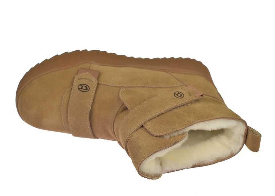 Botki damskie skórzane zamszowe JK/B-3-302 na rzepy roz. 39