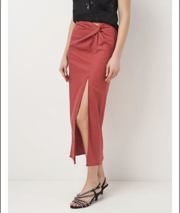 спідниця міді Zara з льоном розмір М