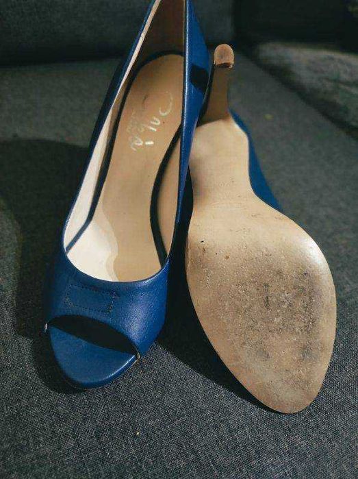 Buty Damskie na Obcasie Granatowe