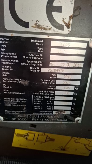 Claas Variant 385 RC 2016r | 36 tys. bel | rotor, noże | gotowa do pracy