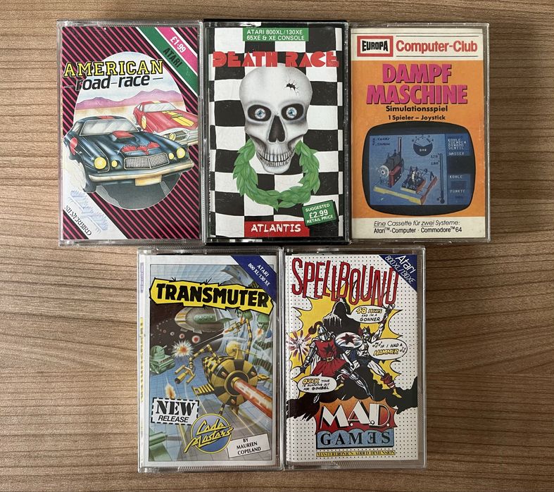 Zestaw oryginalnych kaset z grami na komputer Atari 65 XE/XL/XEGS