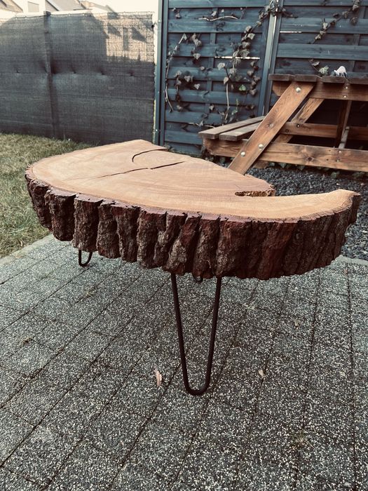 Stół Stolik Dębowy Jesion PROMO%Naturalne Drewno Plaster 40-70cmDrewna