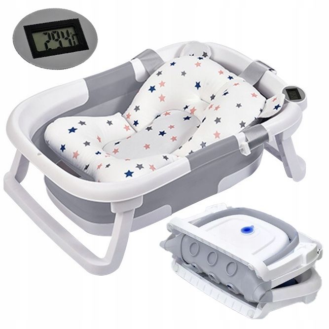 Wanienka COMPACT składana z elektronicznym termometrem i poduszką