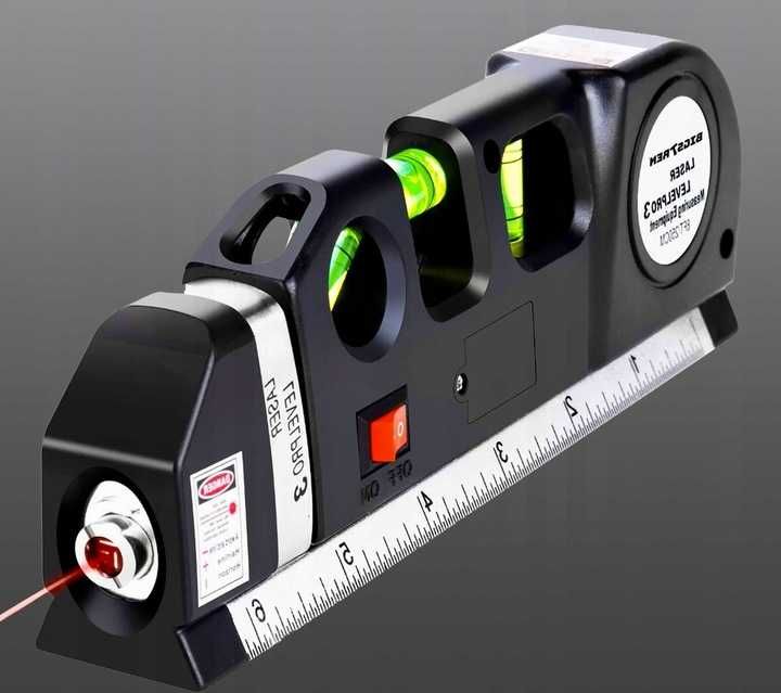 POZIOMICA LASEROWA z miarką 250 cm Laser krzyżowy LED PRECYZYJNA