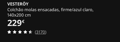 Colchão Casal, usado, IKEA VÄSTEROY 140x200 — 65€, Retirada o mais breve possível!