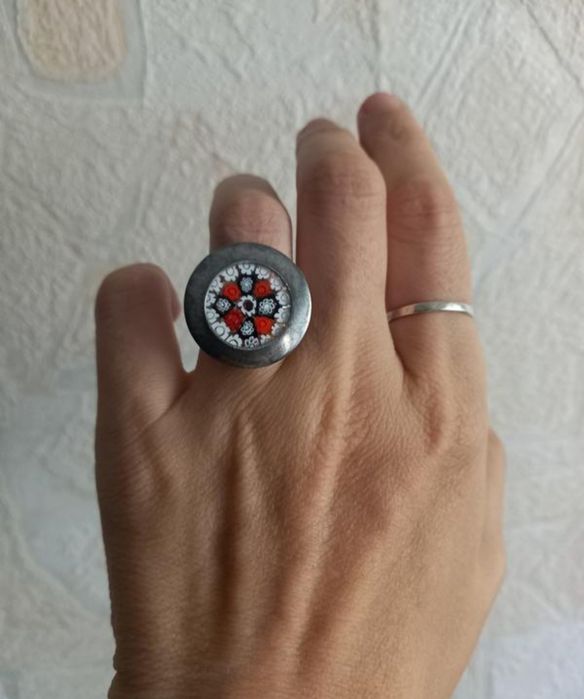 millefiori 925 серебро серебряное кольцо перстень муранское стекло