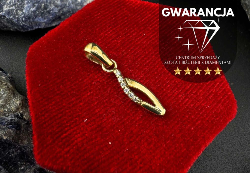 Złota Zawieszka wisiorek z Cyrkoniami próba 333 waga 0,76g JAK NOWY