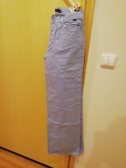 Calças Brilho Azuis Tamanho 36 de Senhora de fecho