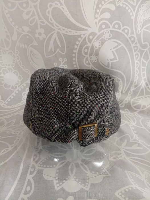 Kaszkiet wełniany w jodełkę ocieplany