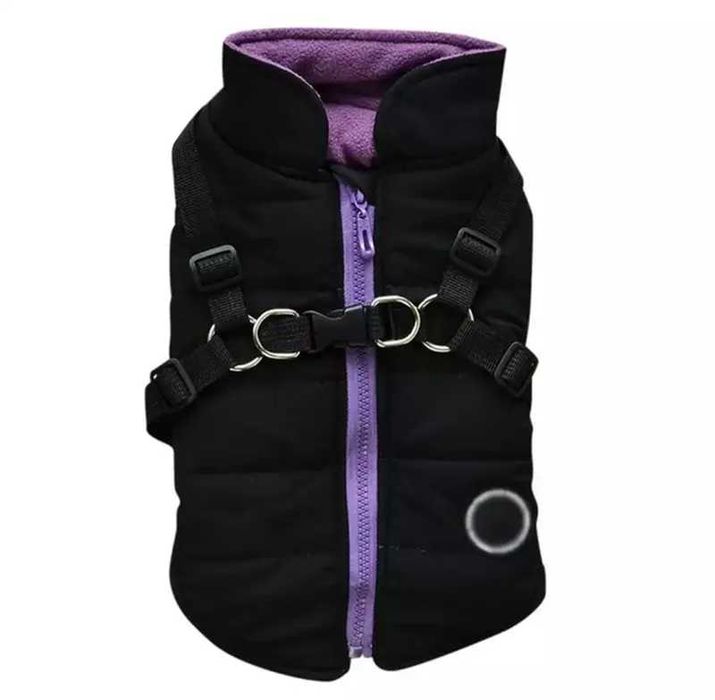 Жилет водонепроникний на флісі для собаки хлопчика black-violet xs