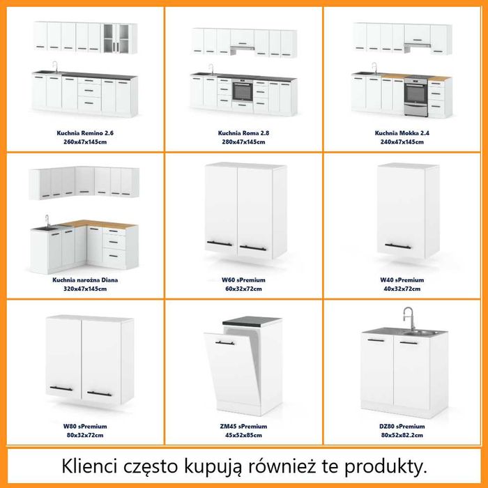 Meble Kuchenne Nowoczesne Elio 3.0m Zestaw Modułowy Duży Pojemny Biały