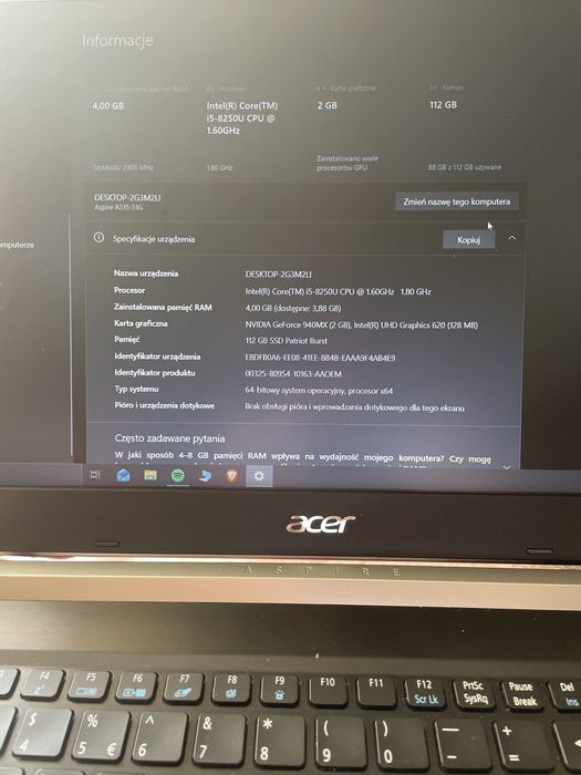 Sprzęt Laptop Acer uzywany