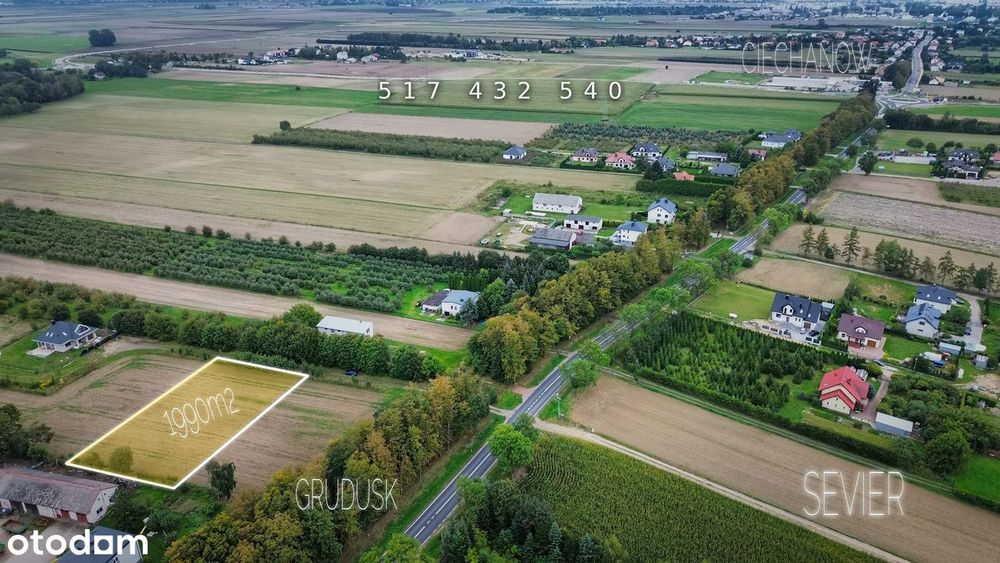 Działka budowlana 1990 m² z WZ – Przążewo, gm. Ciechanów