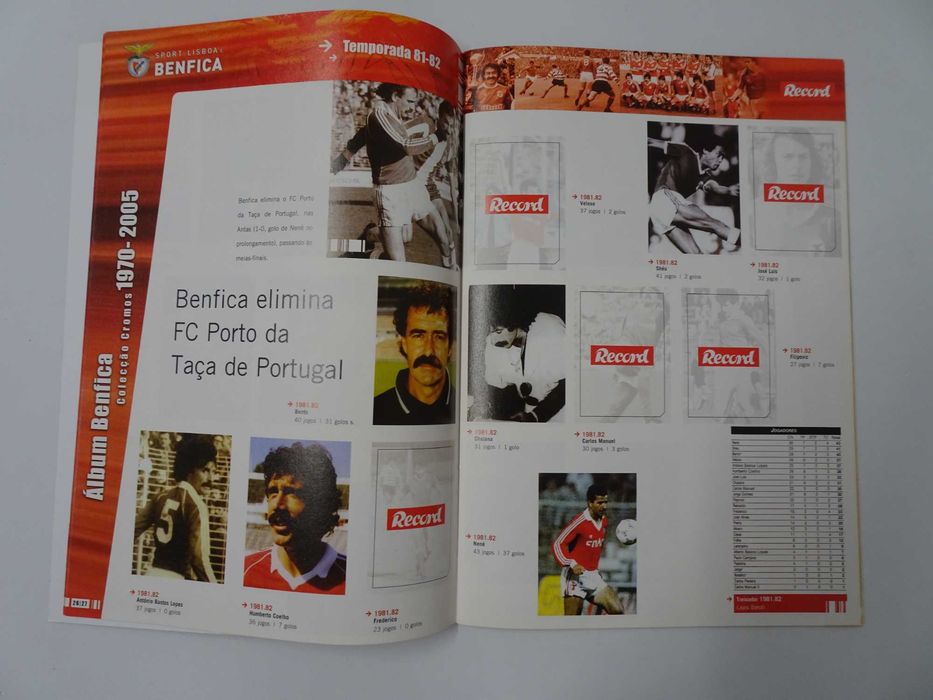 Caderneta de cromos de futebol vazia - Álbum Benfica Record 1970/2005