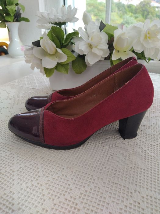 Sapatos bordeaux camurça e verniz, elegantes - Tam.38 - Calçado Portug