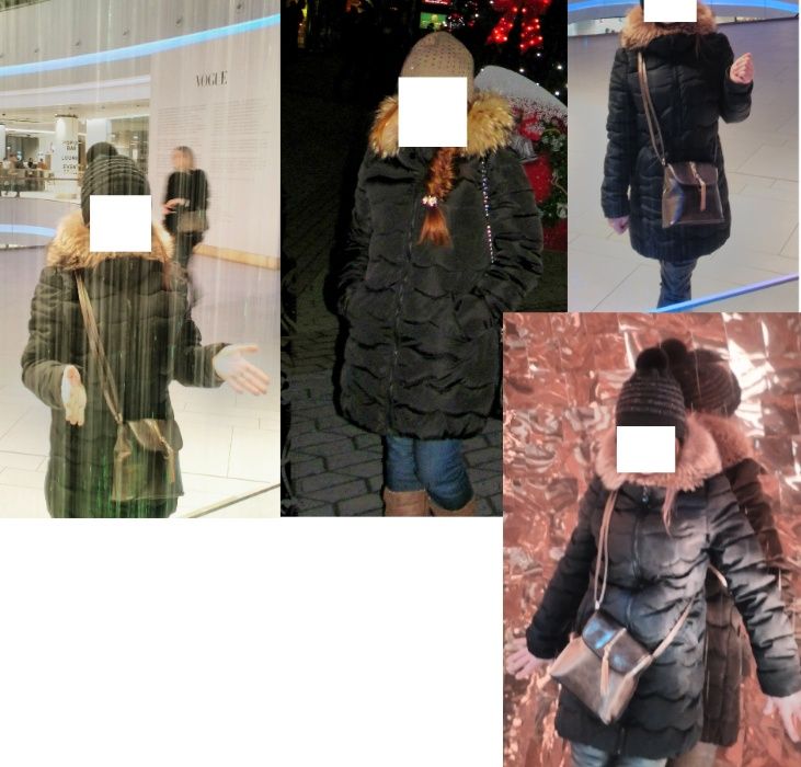 Зимний теплый пуховик куртка пальто xs с натуральным мехом маленький