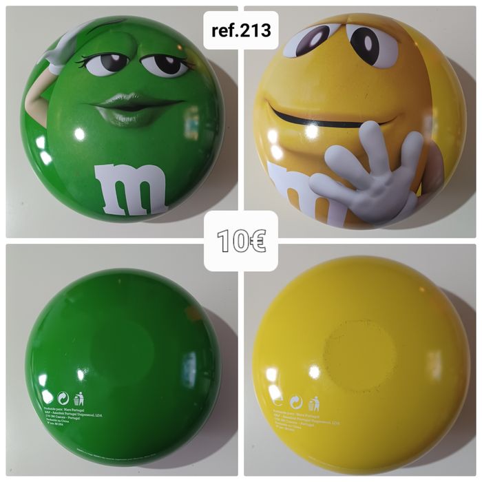 Latas de coleção M&M e carrinho Coca-Cola