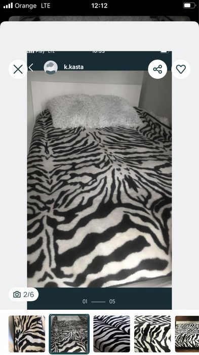 Koc zebra z akrylu 160 x200
