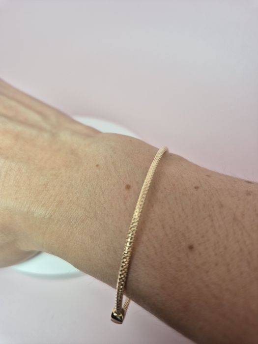 Nowa złota bransoletka bangle sztywna mesh p. 585
