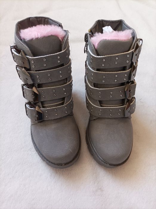 Buty zimowe kozaki botki ciepłe dla dziewczynki ocieplane 25 wkł 16,5