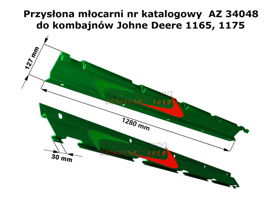 Przysłona młocarni nr katal. AZ34048 do komb. Johne Deere 1165, 1175