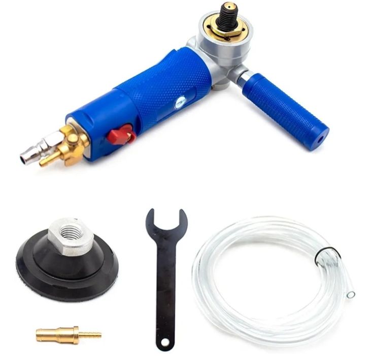 Polidora pneumática de 3 polegadas com injeção de água, lixadeira pneumática profissional para polimento a ar e água, 4300 RPM, aplicação versátil.