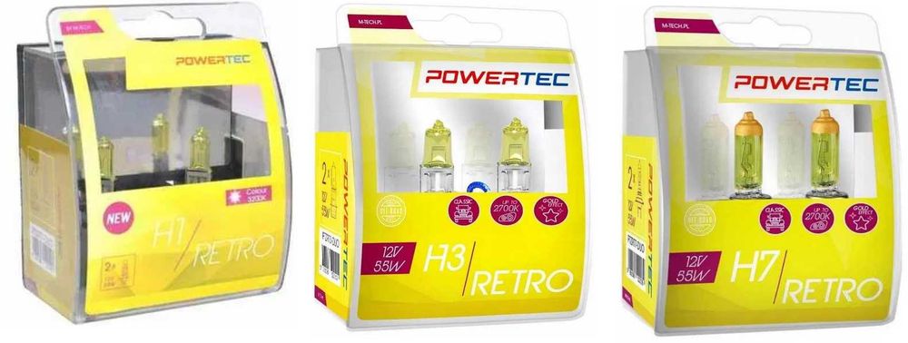 H7 H3 H1 Żarówki RETRO x2 Gold ŻÓŁTE 55W Powertec Sklep Warszawa
