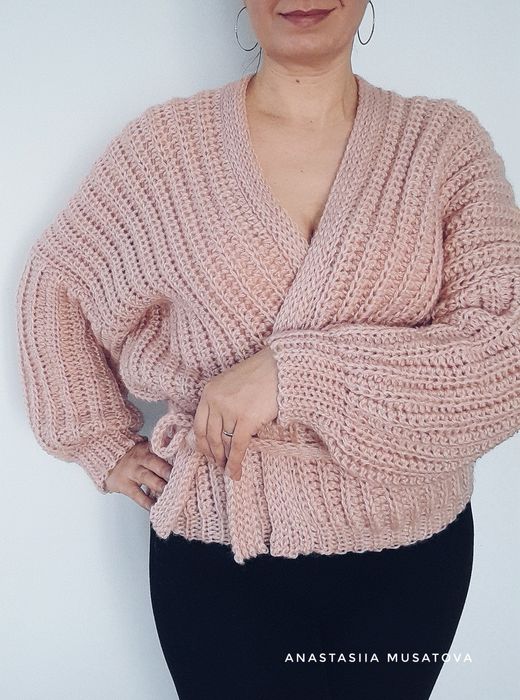 Oversize кардиган кольору пудри