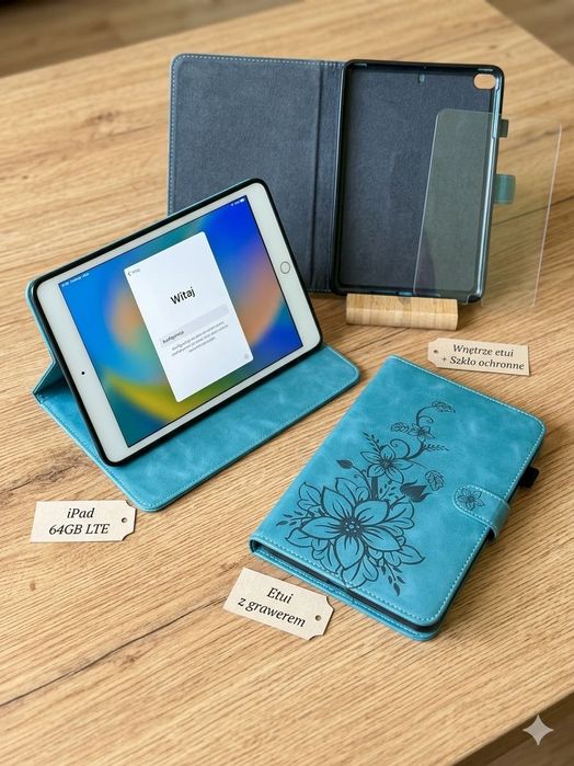 Apple iPad MINI 5  64GB z LTE (SIM) | Stan Bdb | Kondycja 92% | 2x Etui + Folia ochronna ROSE GOLD