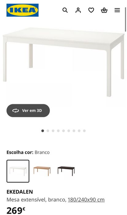 Mesa ekedalen ikea branca extensível 180/240 x 80
