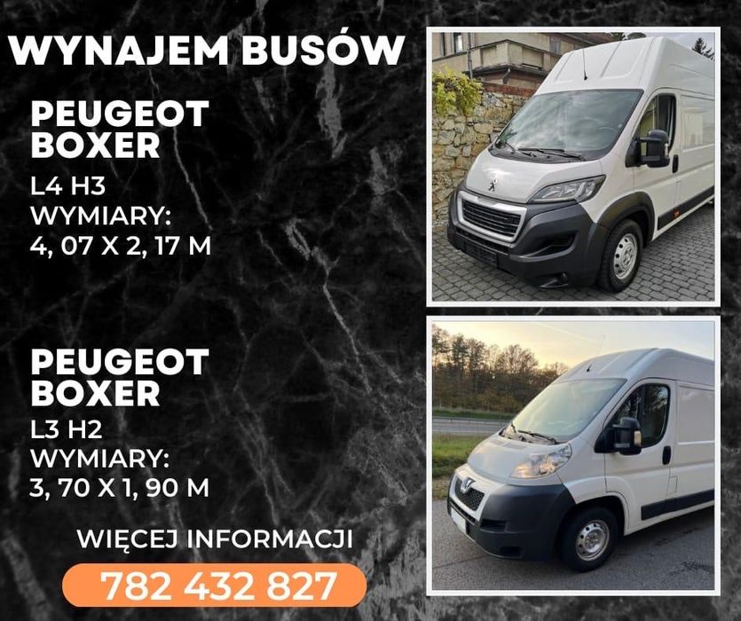 Peugeot Boxer L3H2 Blaszak , Wynajem , Wypożyczalnia , Wynajem Busa