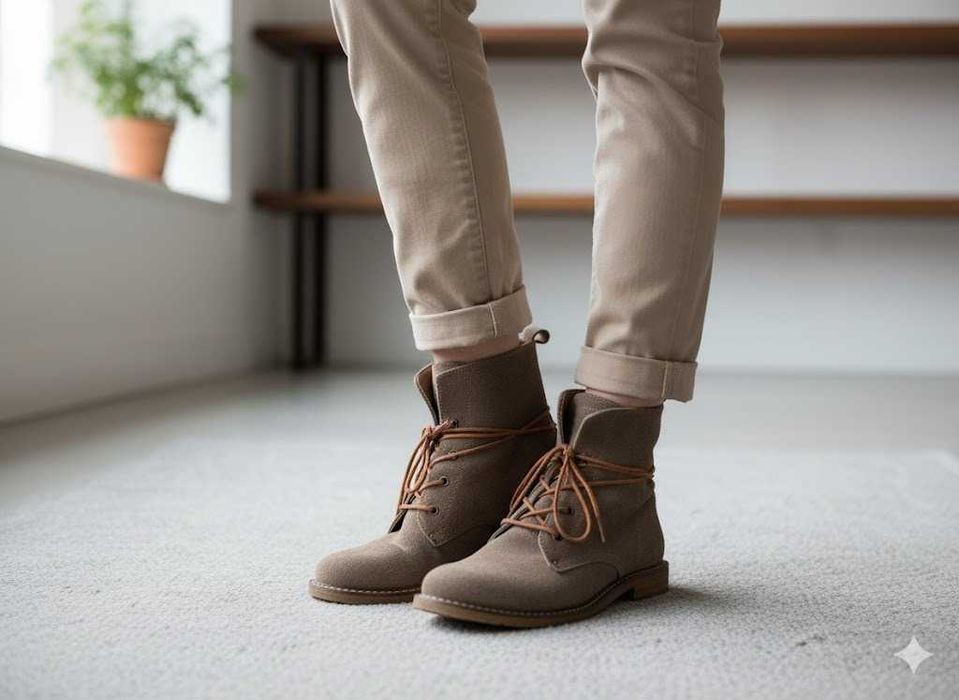 Италия Шикарное качество  высокие ботинки нат замш шикарный цвет 39р