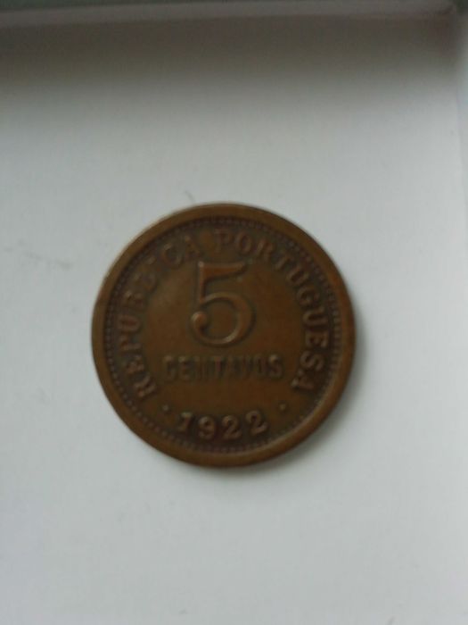 Moeda de 5 Centavos, da República Portuguesa, de 1922