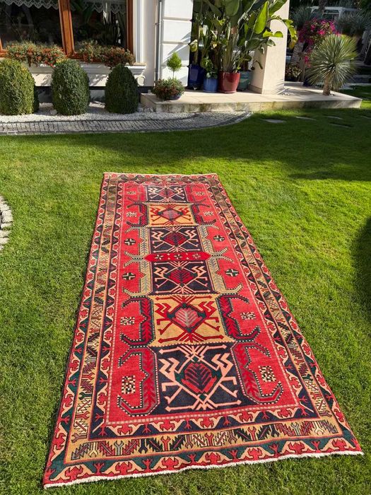 Nowy Chodnik Dywan Perski Wełniany Iran Hamadan / Kazak 325x140 gal. 11 tyś